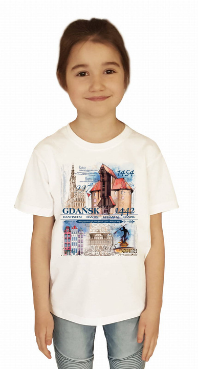 KOSZULKA"GDAŃSK RETRO" JUNIOR BIAŁA