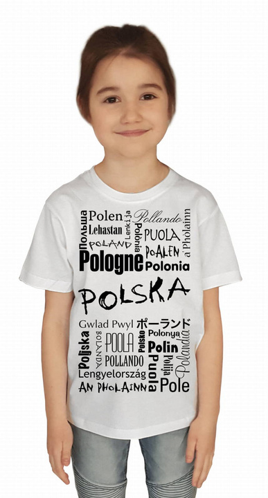 KOSZULKA "POLSKA 25 JĘZYKÓW" JUNIOR BIAŁA