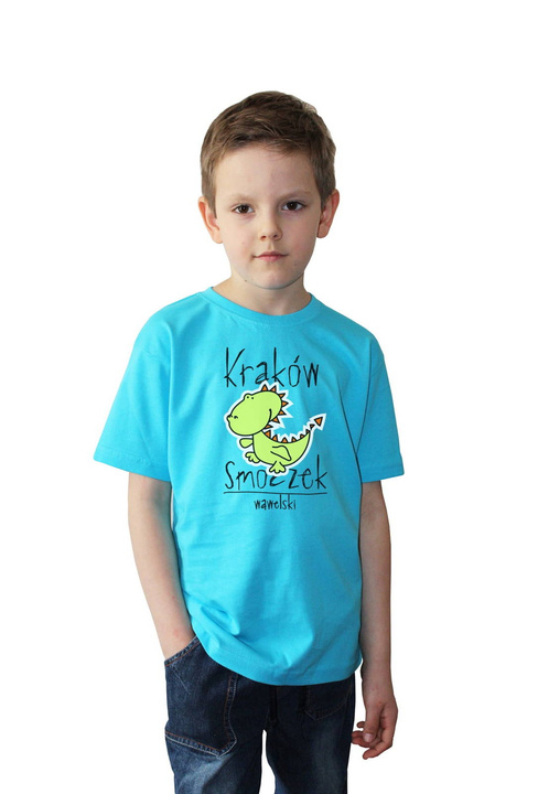 KOSZULKA"SMOCZKI" JUNIOR NIEBIESKA