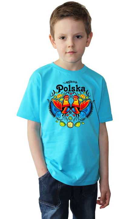 KOSZULKA"KOGUTY" JUNIOR NIEBIESKA