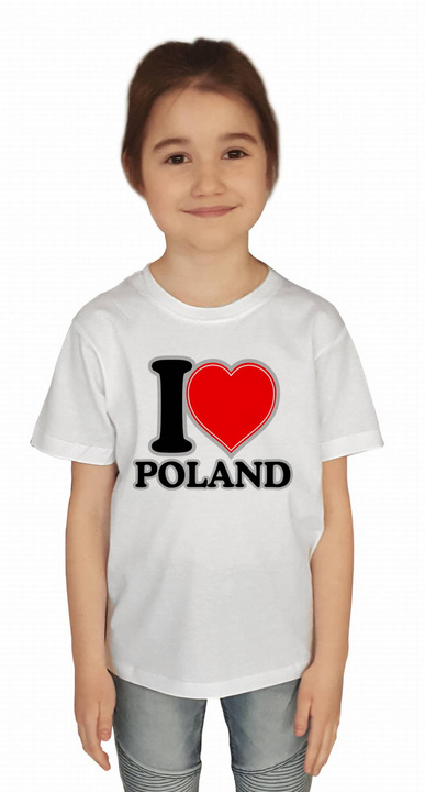 KOSZULKA "I LOVE POLAND" JUNIOR BIAŁA