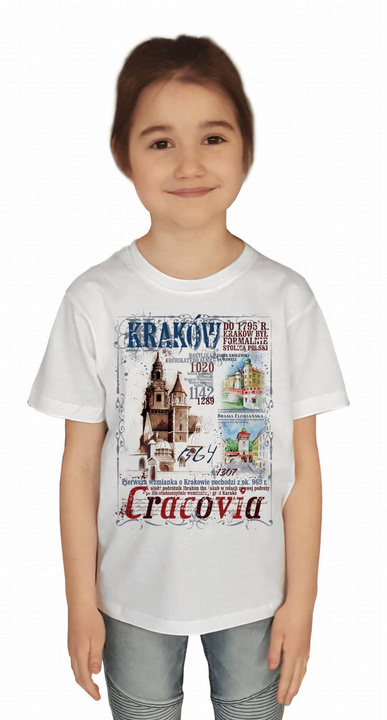KOSZULKA"KRAKÓW RETRO" JUNIOR BIAŁA